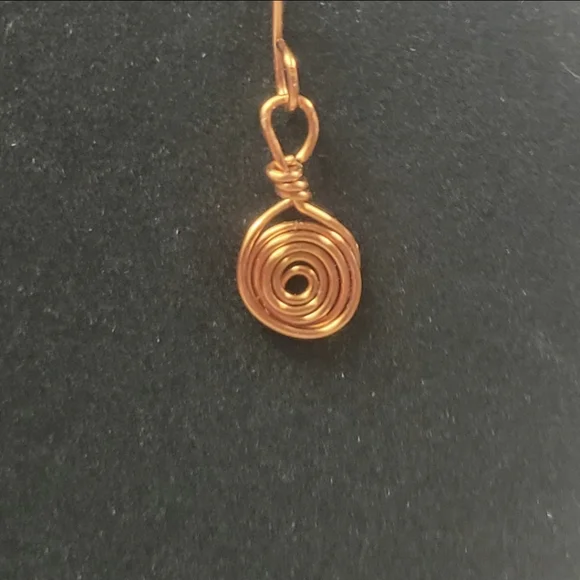 Copper Wire Spiral Dangle Earrings - Picture 4 of 7